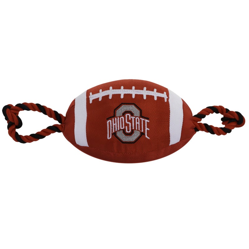 Pets First NCAA Ohio State Buckeyes Football Dog Toy, Tough Quality Nylon Materials, Strong Pull Ropes, Inner Squeaker, Collegiate Team Color (OH-3121) - Image 1
